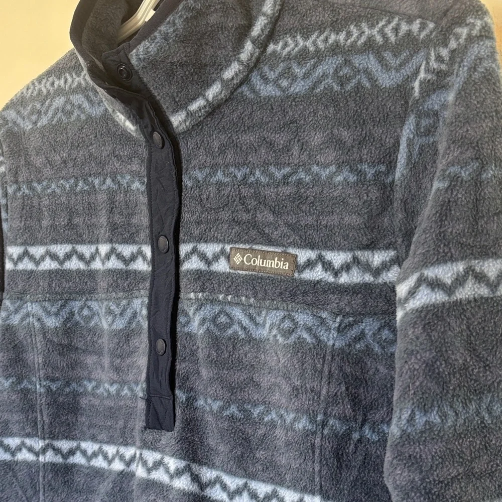 Columbia Navy Geometric Fleece Pullover - Picture 2 of 4